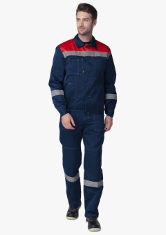 Костюм мужской Лигор-1 СОП (тк.Смесовая,210) брюки, тёмно-синий, красный