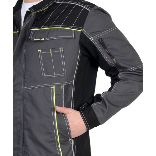 Костюм "Сириус-Престиж", куртка, брюки, цвет тёмно-серый с лимонным кантом