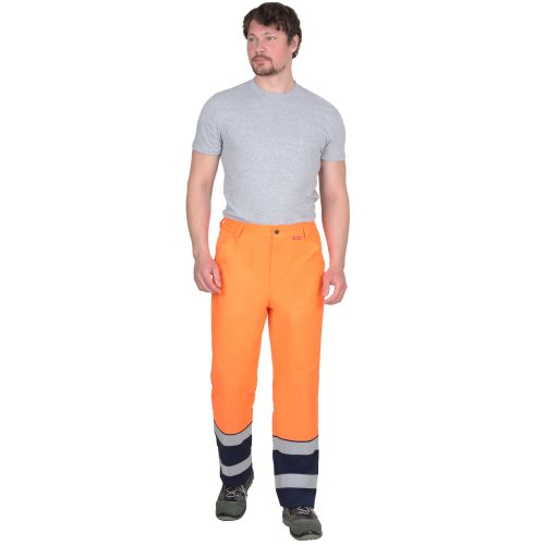 Брюки рабочие мужские Сириус-Терминал-3-РОСС оранжевые с тёмно-синим