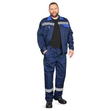 Костюм мужской летний "Рассо-Корпус", куртка, брюки, цвет синий с васильковым