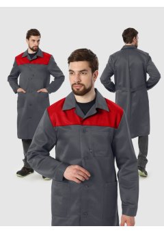 Халат Лигор (тк.Смесовая,210), т.серый/красный