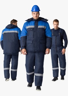 Костюм зимний мужской Баррик-2 СОП К (тк.Таслан,135) полукомбинезон, тёмно-синий, васильковый