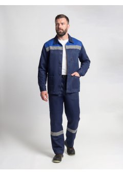 Костюм Стандарт СОП усиленный (тк.Смесовая,210) брюки, т.синий/васильковый