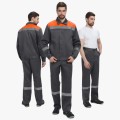 Костюм мужской Лигор-1 СОП (тк.Смесовая,210) брюки, тёмно-серый, оранжевый