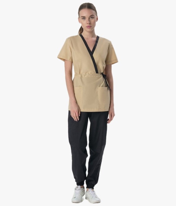 Костюм женский Симпл-001 (тк.Смесовая,120) MedLine, чёрный, бежевый