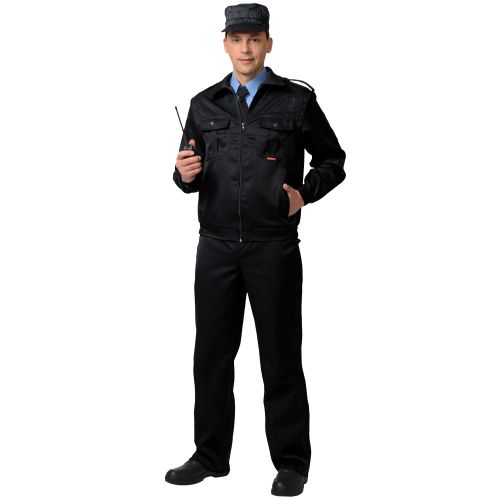 Костюм мужской летний "Сириус-Альфа", куртка, брюки, ткань смесовая, цвет чёрный