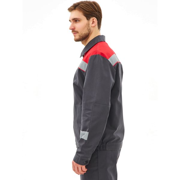 Костюм Липецк-2 СОП CH, ткань Смесовая, 280 г/м2, полукомбинезон, цвет тёмно-серый, красный