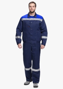 Костюм мужской Лигор-2 СОП (тк.Смесовая,210) полукомбинезон, тёмно-синий, васильковый