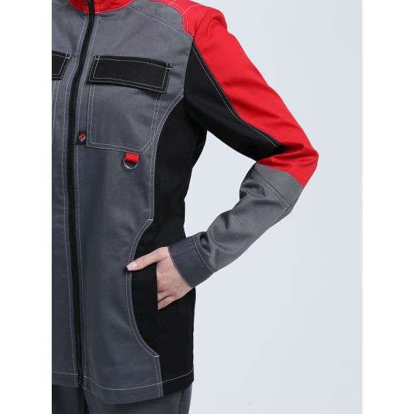 Костюм женский Формула-1, ткань Смесовая, 240 г/м2, брюки, цвет серый, красный, чёрный