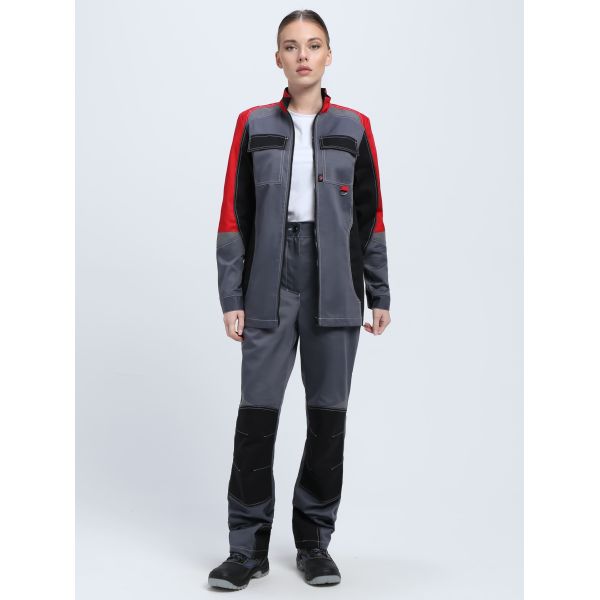 Костюм женский Формула-1, ткань Смесовая, 240 г/м2, брюки, цвет серый, красный, чёрный