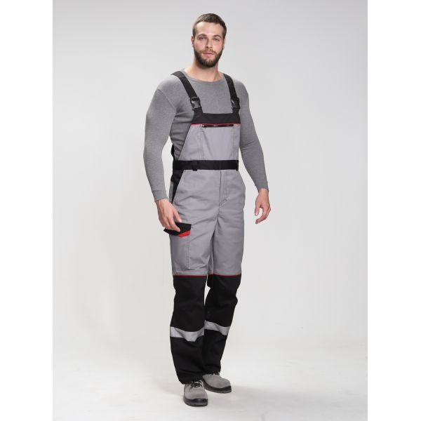 Костюм Сервис IMP, ткань Смесовая, 240 г/м2, полукомбинезон, цвет серый, чёрный