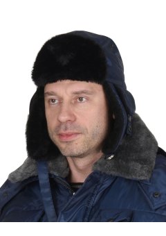 Шапка-ушанка СИРИУС-ЕВРО плюс тёмно-синяя