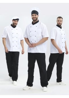 Костюм повара Виктор (тк.Смесовая,120), черный/белый