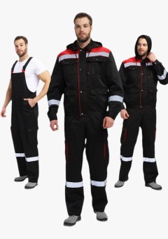 Костюм мужской Нейч-2 СОП с капюшоном К. (тк.Смесовая,210) полукомбинезон, чёрный, красный