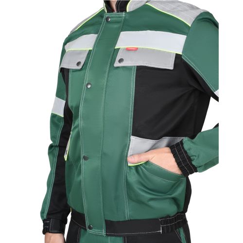 Костюм мужской летний "Сириус-Полином", куртка, полукомбинезон, цвет зелёный, СОП 50 мм