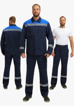 Костюм мужской Лигор-1 СОП (тк.Саржа,250) брюки, тёмно-синий, васильковый