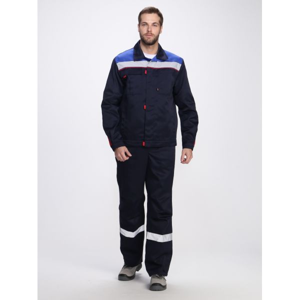 Костюм Фаворит-2 СОП усиленный IMP, ткань Смесовая, 210 г/м2, полукомбинезон, цвет тёмно-синий, васильковый, красный