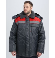 Куртка зимняя для бригадира NEW (тк.Оксфорд), т.серый/красный