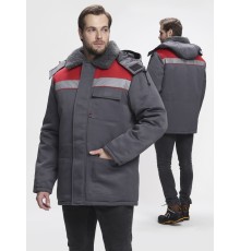 Куртка зимняя для бригадира NEW (тк.Смесовая,210), т.серый/красный