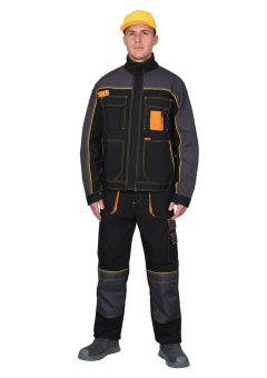 Куртка СИРИУС-АГАТ чёрный с тёмно-серым, 260 г/м2, 65%ПЭ, 35%ХБ