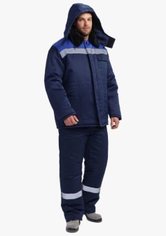 Костюм зимний Квайл-2 (тк.Смесовая, 210) полукомбинезон, тёмно-синий, васильковый