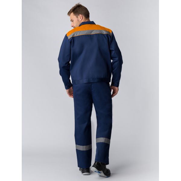 Костюм Труженик-2 СОП, ткань Смесовая, 210 г/м2, полукомбинезон, цвет тёмно-синий, оранжевый