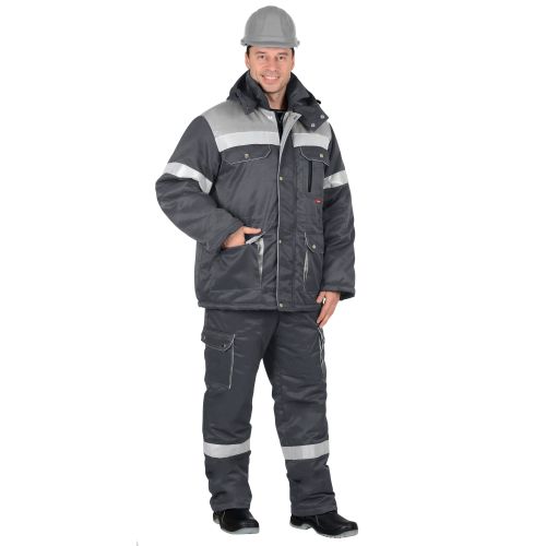 Костюм зимний мужской "Сириус-Титан", куртка с капюшоном, полукомбинезон, цвет серый