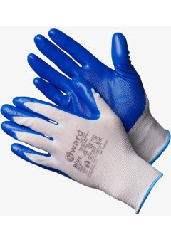 Перчатки из полиэстера/нейлона белые с синим нитриловым покрытием Blue Gward