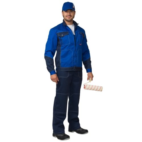 Костюм "Сириус-Гранд" куртка, полукомбинезон тёмно-синий с васильковым