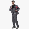 Костюм Союз-Профессионал-2 (тк. Балтекс, 240 гр/м2) полукомбинезон, тёмно-серый, светло-серый, красный