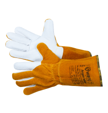Argon Welder Краги из спилка с ладонью из белой кожи