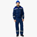 Костюм мужской Титан-1 СОП с капюшоном (тк.Смесовая,210) брюки, тёмно-синий, васильковый