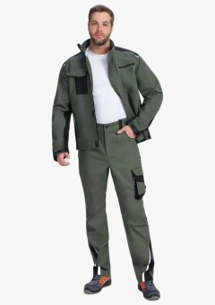 Костюм мужской ProfLineLeader-1 (тк.Хлопок/Спандекс,260) брюки, хаки, чёрный