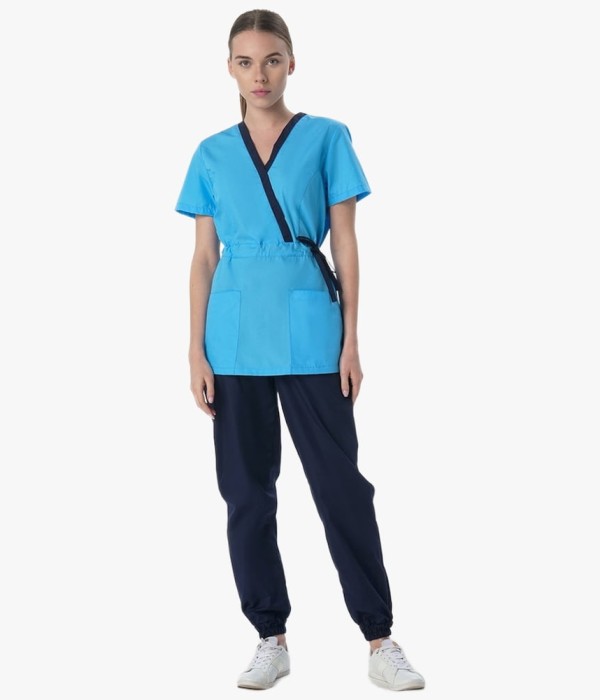 Костюм женский Симпл-001 (тк.Смесовая,120) MedLine, тёмно-синий, голубой