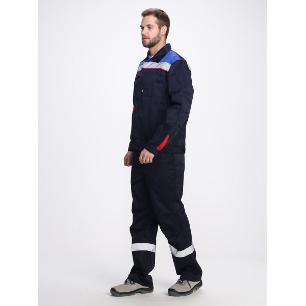 Костюм Фаворит-1 СОП усиленный IMP, ткань Смесовая, 210 г/м2, куртка, брюки, цвет тёмно-синий, васильковый, красный