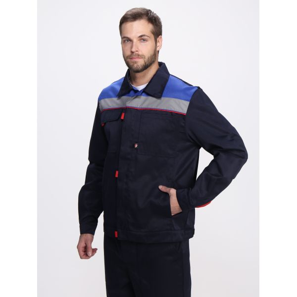 Костюм Фаворит-1 СОП усиленный IMP, ткань Смесовая, 210 г/м2, куртка, брюки, цвет тёмно-синий, васильковый, красный