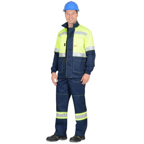 Костюм рабочий мужской Сириус-Терминал, куртка, полукомбинезон, цвет тёмно-синий с лимонным