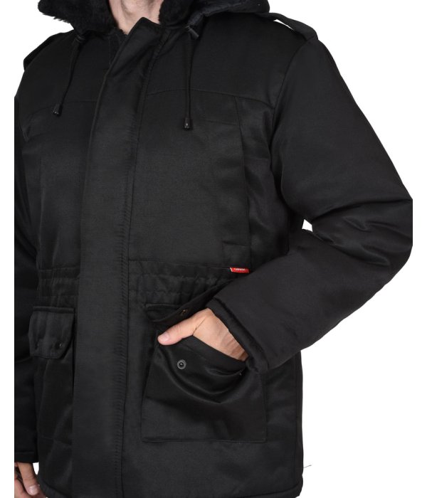 Куртка СИРИУС-БЕЗОПАСНОСТЬ зимняя удлиненная, черная