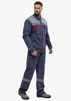 Костюм мужской Флофт-2 СОП У. (тк.Саржа,250) полукомбинезон, тёмно-серый, светло-серый