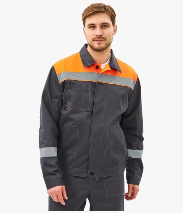 Костюм мужской Липецк-1 СОП CH (тк.Смесовая,280) брюки, тёмно-серый, оранжевый