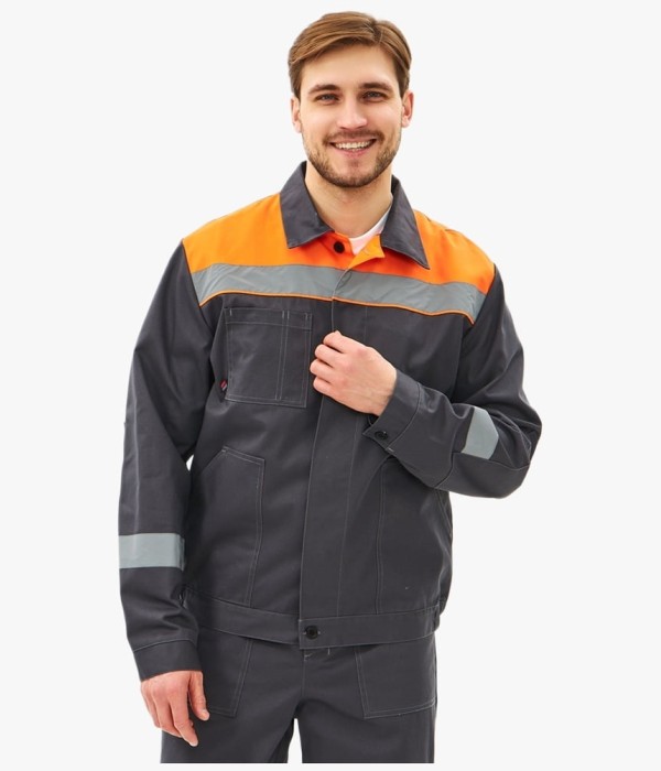 Костюм мужской Липецк-1 СОП CH (тк.Смесовая,280) брюки, тёмно-серый, оранжевый