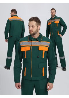 Костюм Итрорис-1 СОП (тк.Саржа,250) брюки, т.зеленый/оранжевый