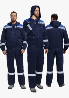 Костюм мужской Нейч-2 СОП с капюшоном К. (тк.Смесовая,210) полукомбинезон, тёмно-синий, васильковый