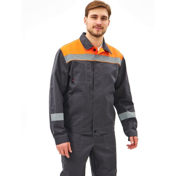 Костюм Липецк-1 СОП CH, ткань Смесовая, 280 г/м2, брюки, цвет тёмно-серый, оранжевый