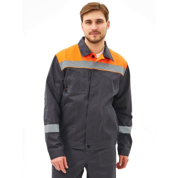 Костюм Липецк-1 СОП CH, ткань Смесовая, 280 г/м2, брюки, цвет тёмно-серый, оранжевый