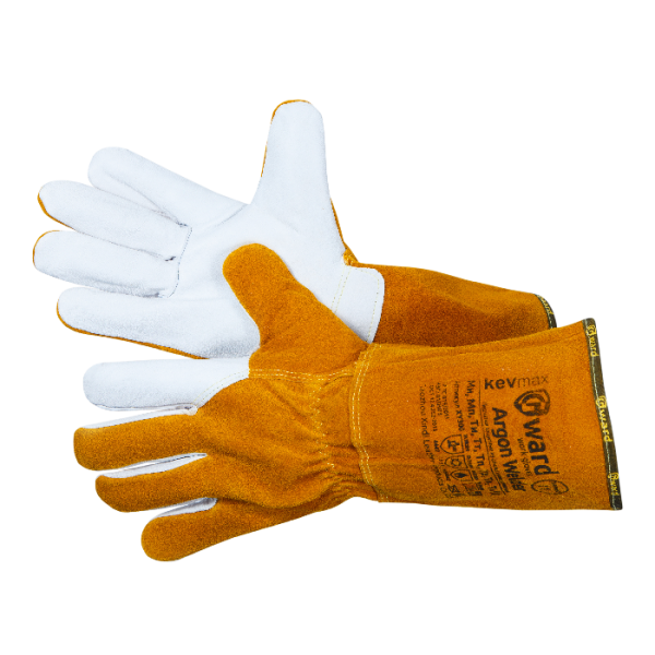 Argon Welder Краги из спилка с ладонью из белой кожи