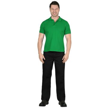 Рубашка-поло светло-зелёная, короткие рукава, рукав с манжетном, плотность 180 гр.кв.м