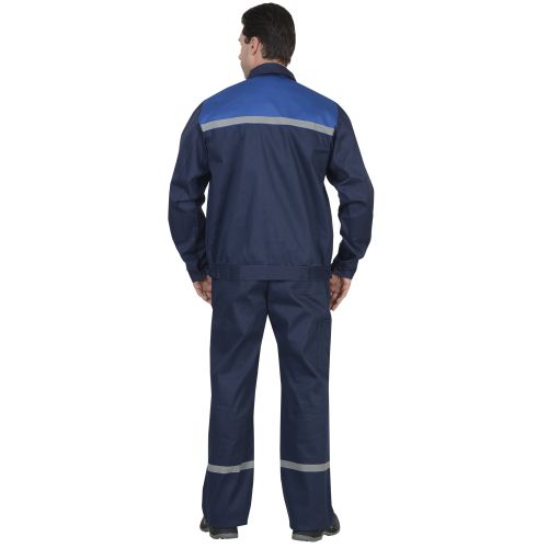 Костюм рабочий "Сириус-Эксперт", куртка, полукомбинезон, цвет тёмно-синий с васильковым и СОП, 100% х/б, пл. 210 г/кв.м