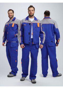 Костюм Драга-1 (тк.Смесовая МВО,240) брюки, васильковый/св.серый/оранжевый
