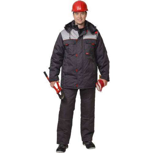 Костюм рабочий мужской зимний "Сириус-Фаворит", куртка, брюки, цвет тёмно-серый с серым